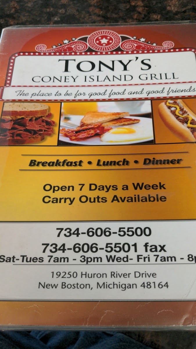 Tony's Coney Island & grill Menu - Image 5